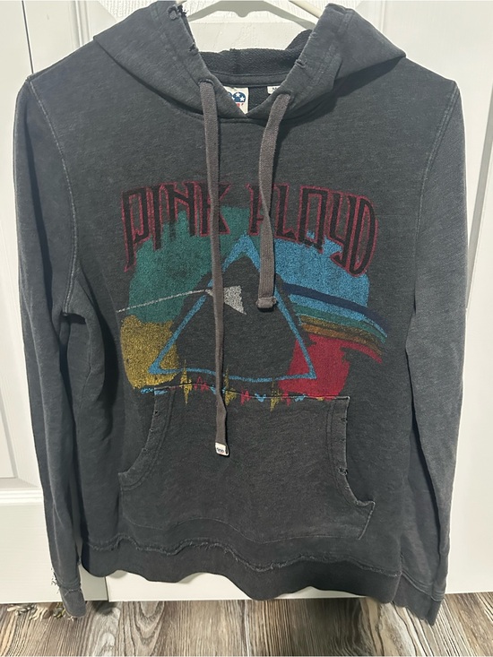 Junk Food Clothing Tops - Junk Food Clothing Dark Gray Pink Floyd Graphic Hoodie with Multicolor Print